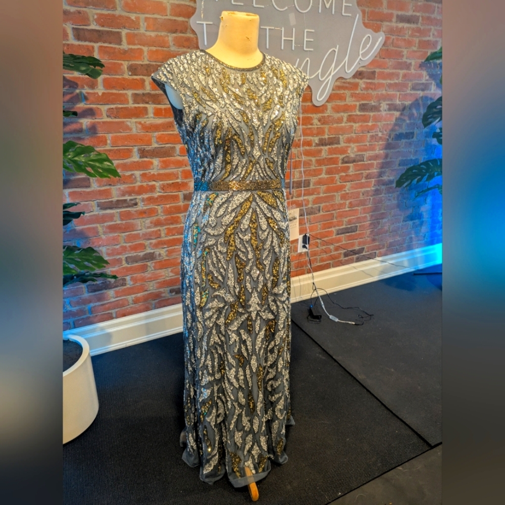 Elegant Silver and Gold Sequin Gown